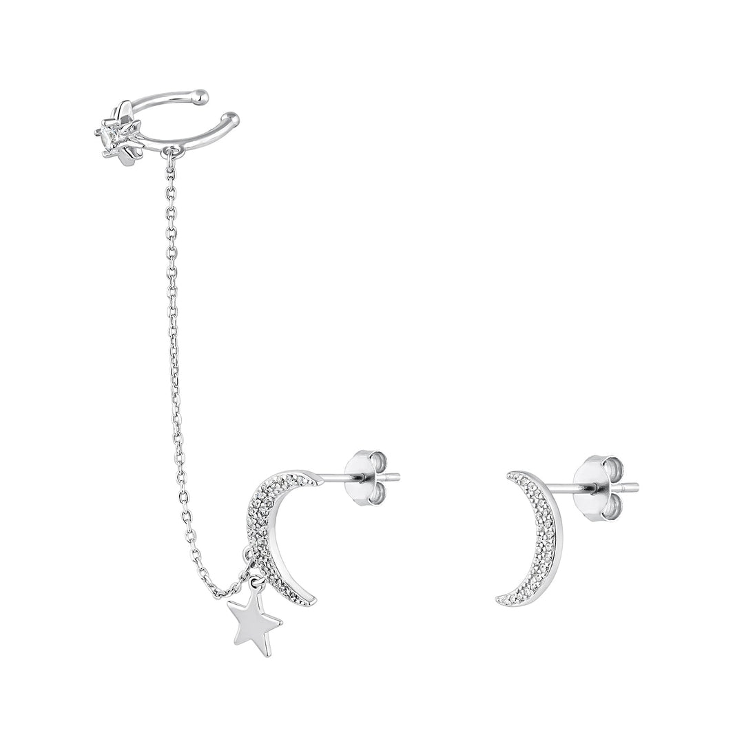 DARA STERLING SILVER ASYMMETRICAL EARRINGS