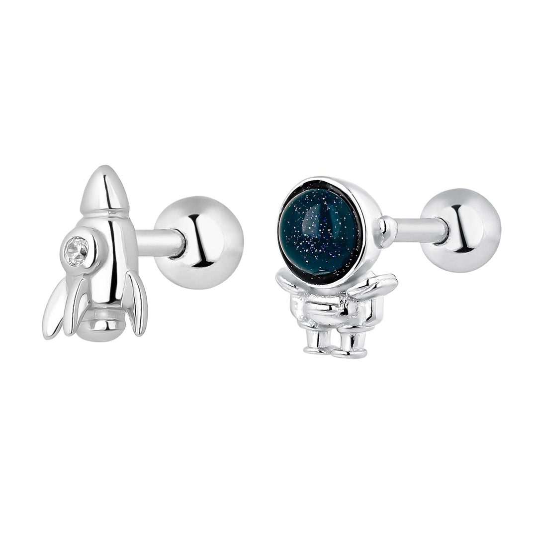 PENDIENTES ASIMÉTRICOS DE PLATA SPACE ODYSSEY