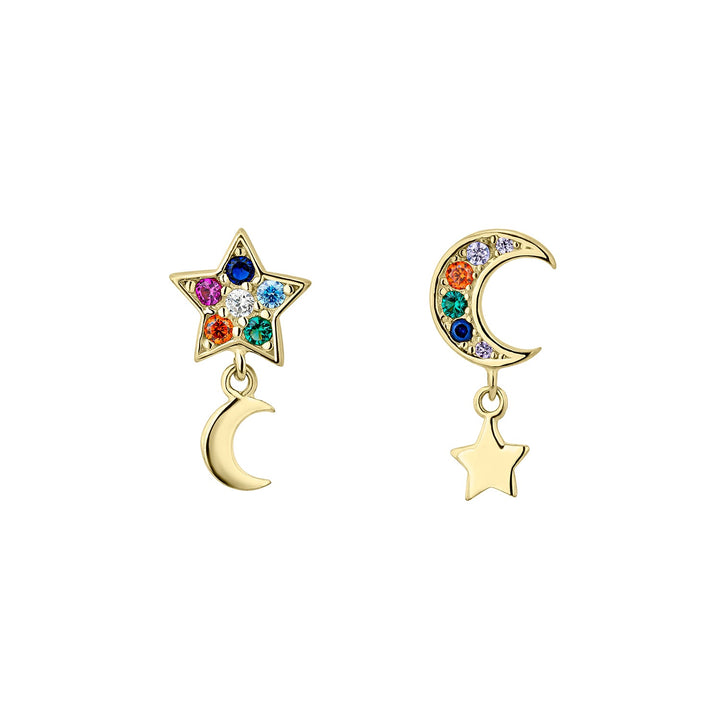 COSMIC STAR-MOON ASYMMETRICAL EARRINGS