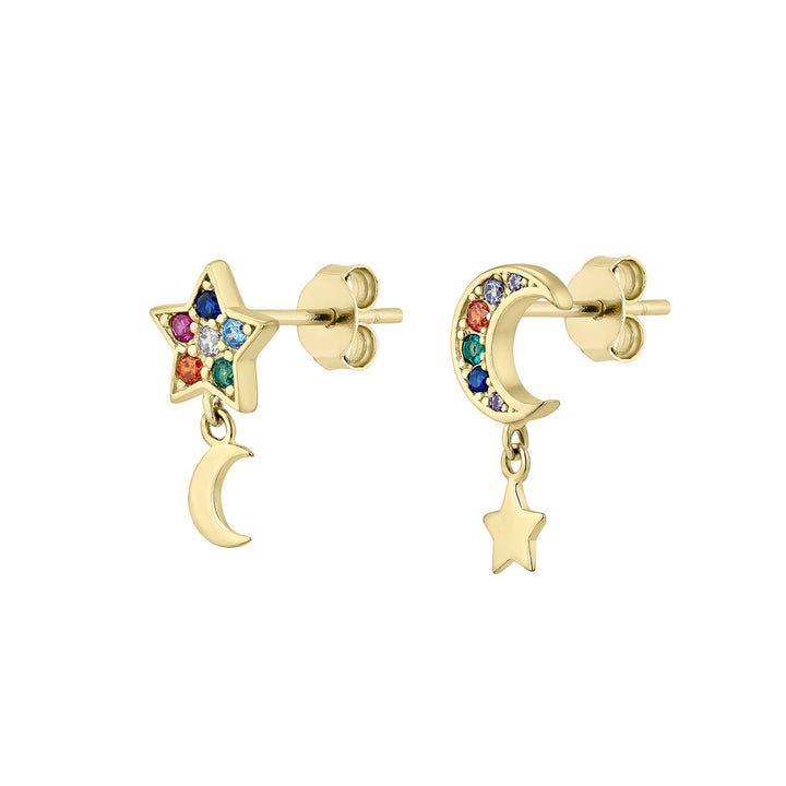 COSMIC STAR-MOON ASYMMETRICAL EARRINGS