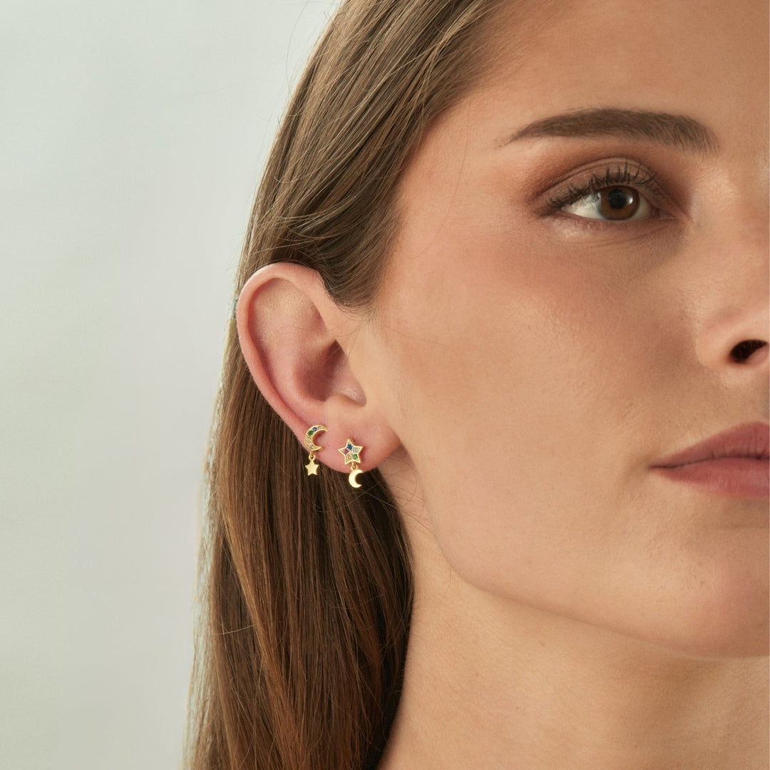 COSMIC STAR-MOON ASYMMETRICAL EARRINGS
