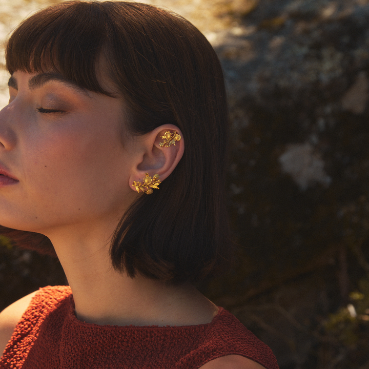 ASYMMETRICAL EARRINGS SUNFLOWER