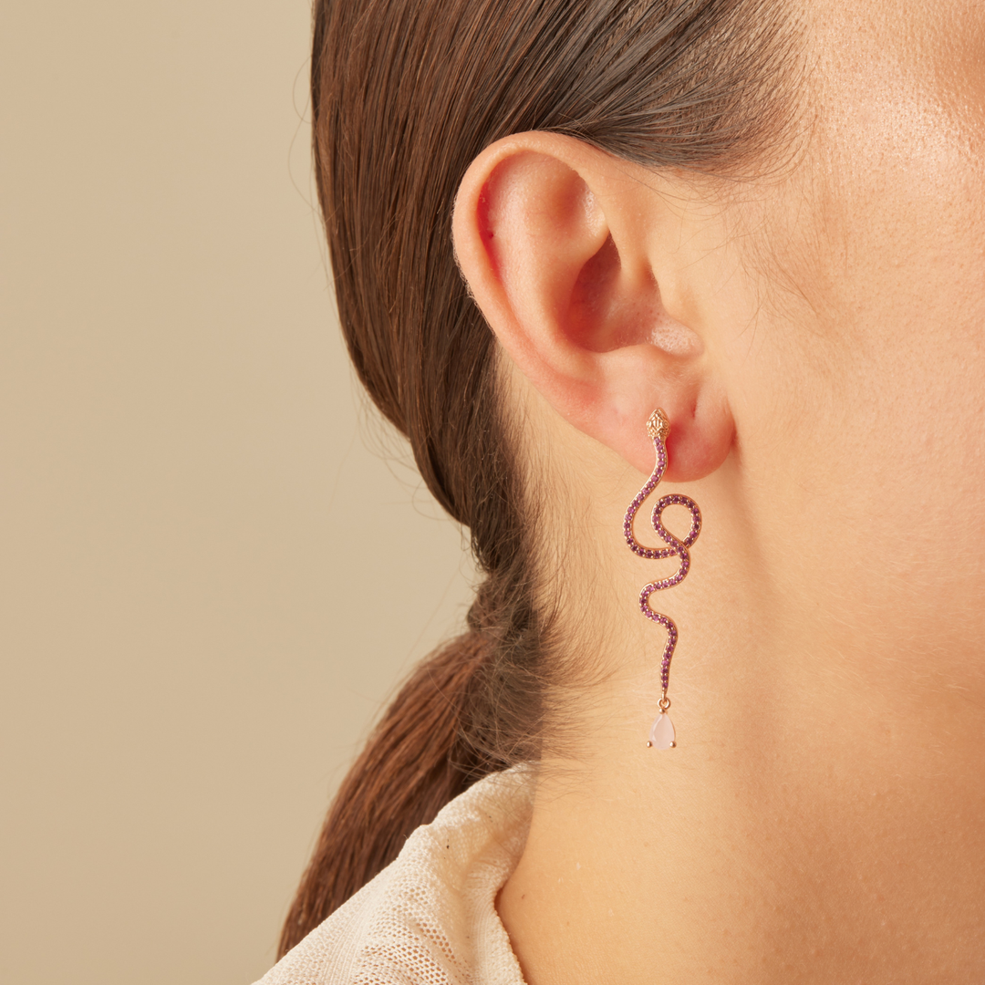 ROSÉE PYTHON ASYMMETRICAL EARRINGS