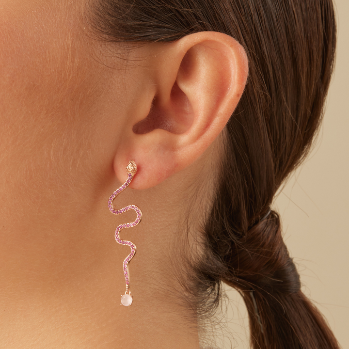 ROSÉE PYTHON ASYMMETRICAL EARRINGS