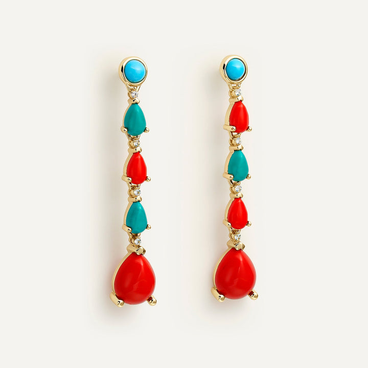 COPACABANA CORAL ASYMMETRICAL EARRINGS