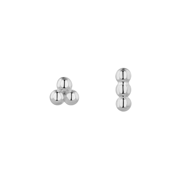 SILVER ASYMMETRICAL EARRINGS CAVIAR