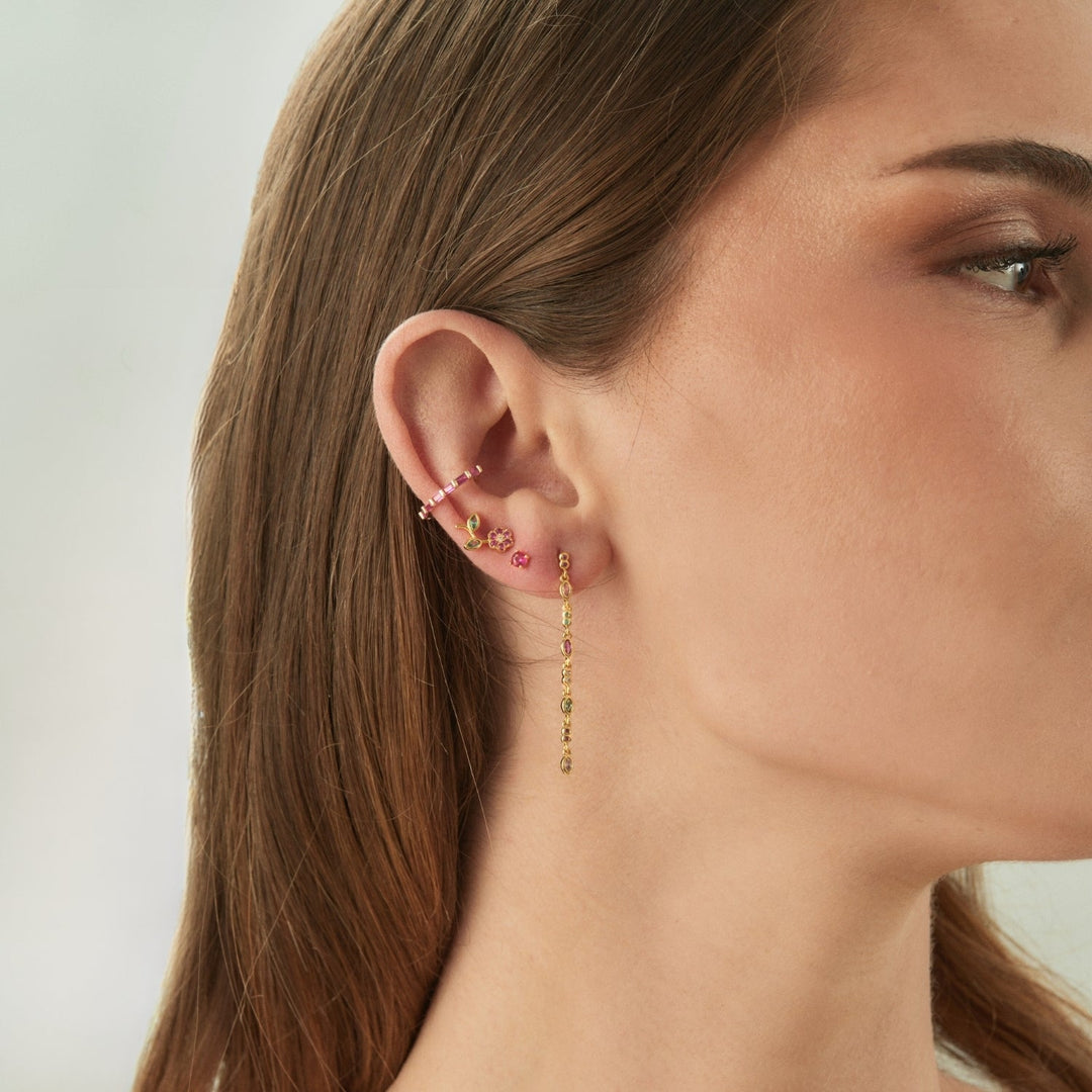 Orecchino piercing oro giallo corindone Luz