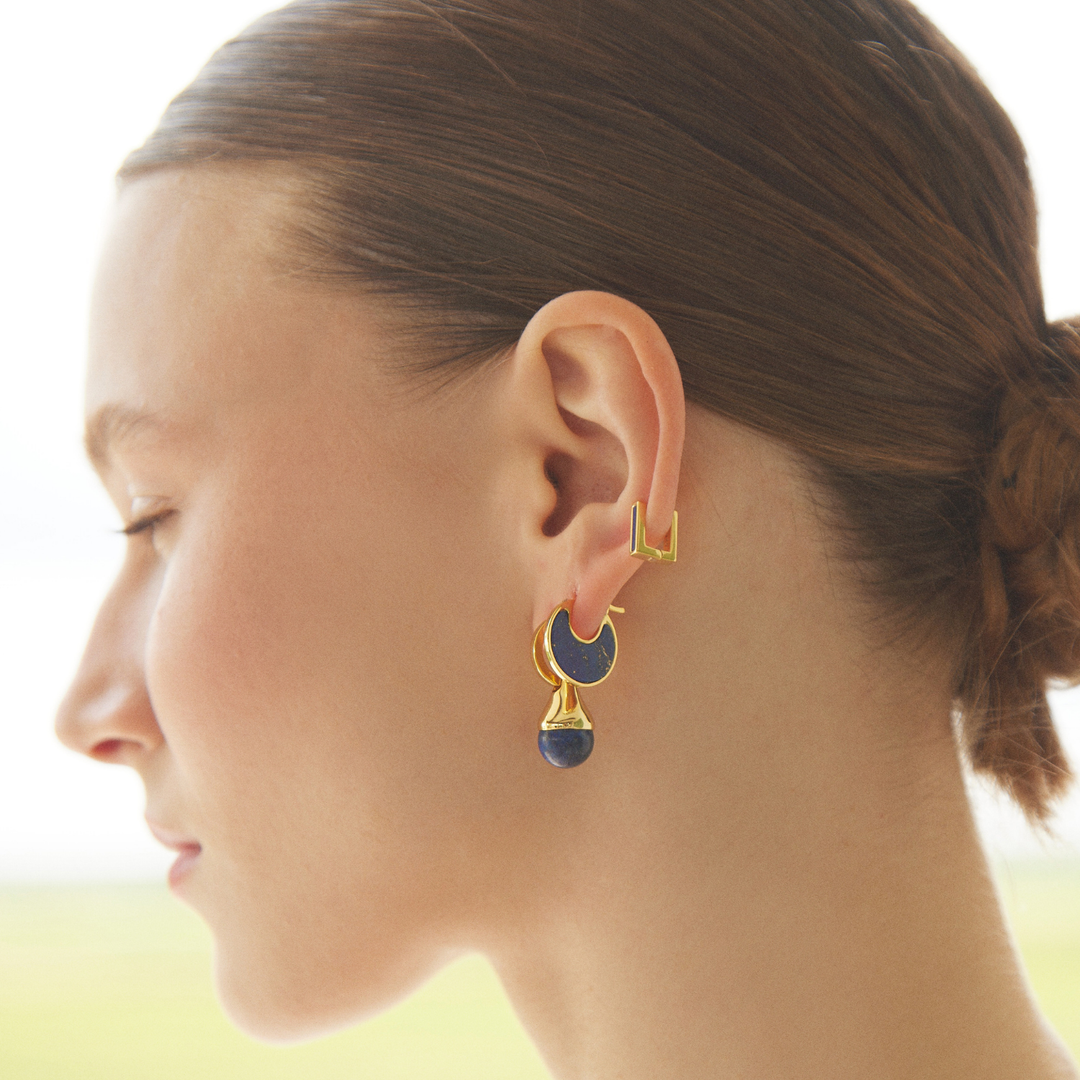 PIERCING-Ohrring Ring Lapislazuli Ceilan