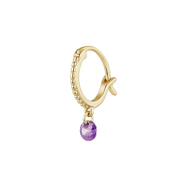 ORECCHINO PIERCING CERCHIO ORO GIALLO LILLA CHIC-W