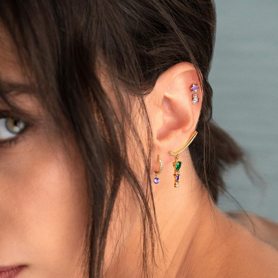ORECCHINO PIERCING CERCHIO ORO GIALLO LILLA CHIC-W