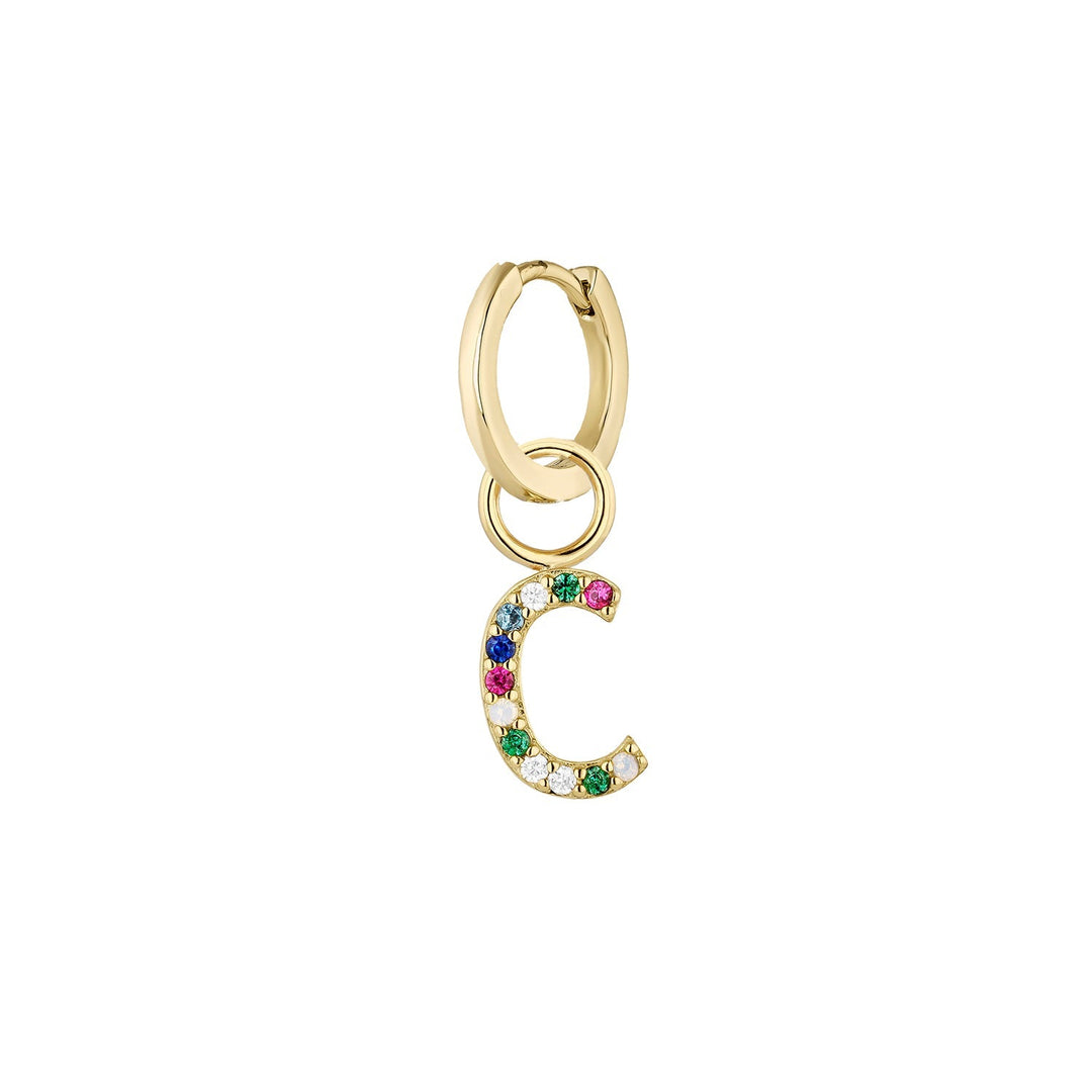 ORECCHINO PIERCING CERCHIO ORO ALFABETO C