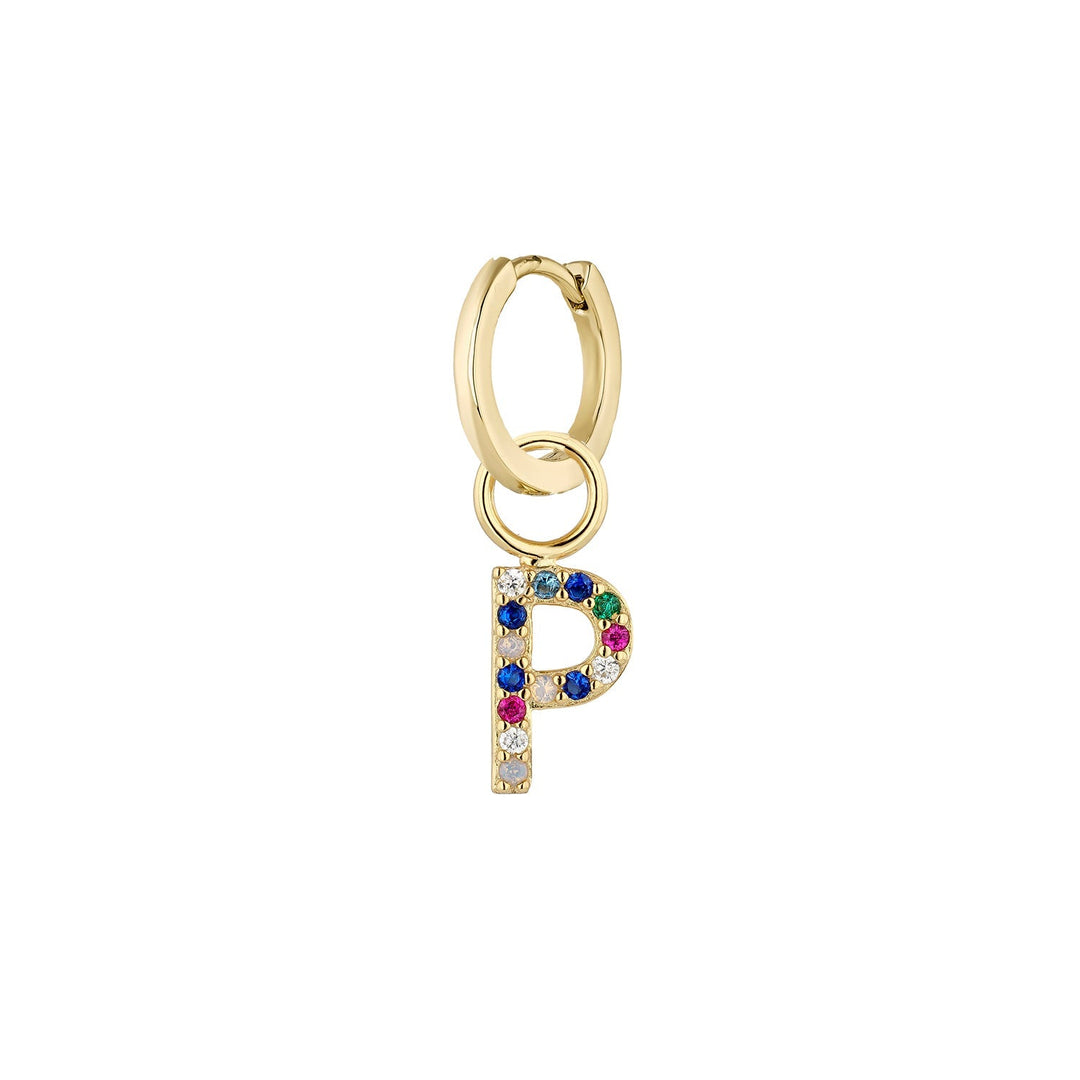 ORECCHINO PIERCING CERCHIO ORO ALFABETO P