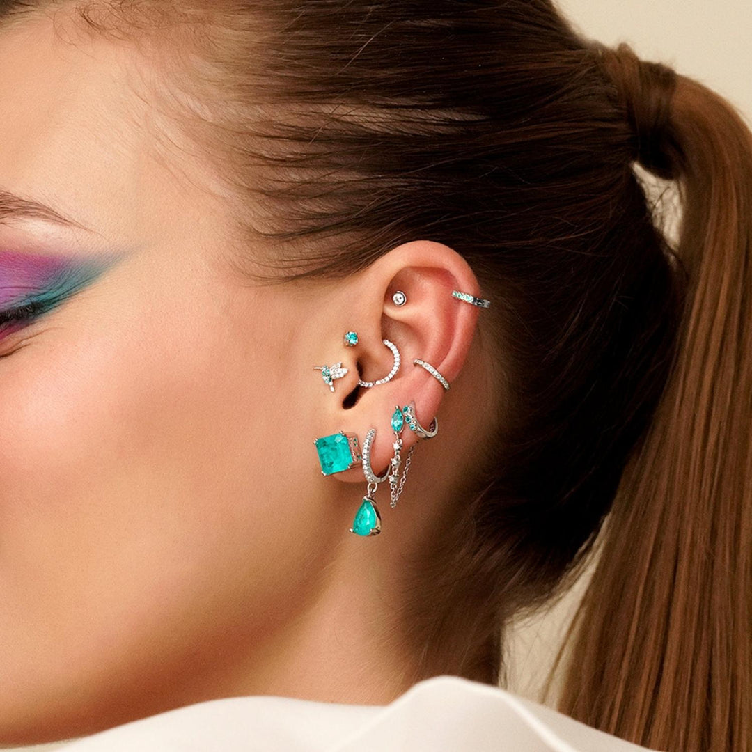 PENDIENTE PIERCING DE PLATA COLIBRÍ