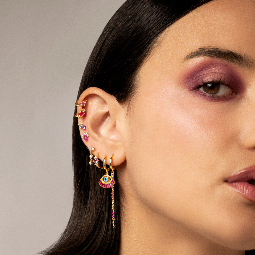GREEK EVILEYE HOOP PIERCING EARRING