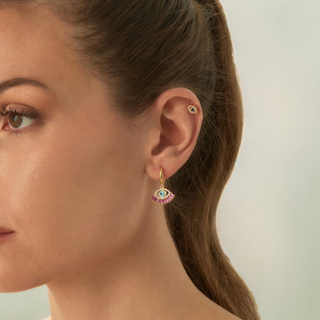 GREEK EVILEYE HOOP PIERCING EARRING