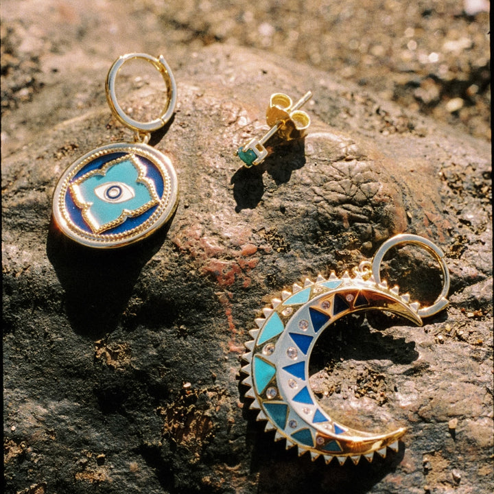 PENDIENTE PIERCING ORO AMARILLO AMAZONITA LUZ