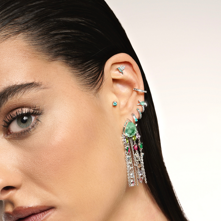 PENDIENTE PIERCING ARO DE PLATA BLANCO SOPHIE