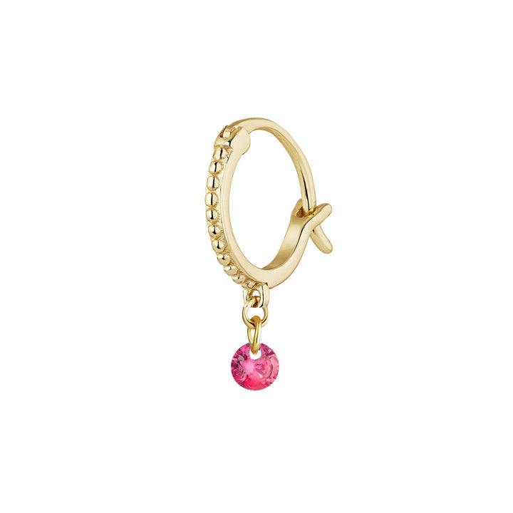 ORECCHINO PIERCING CERCHIO ORO GIALLO CORINDONE CHIC-W
