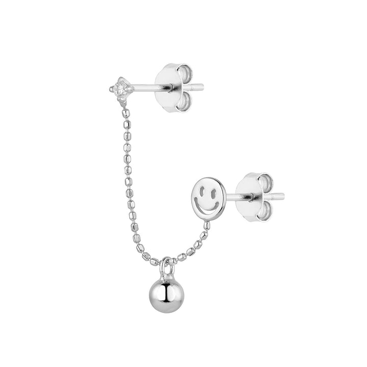 SWEET SMILEY MULTIPLE SILVER PIERCING EARRING  