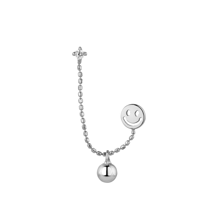 SWEET SMILEY MULTIPLE SILVER PIERCING EARRING  