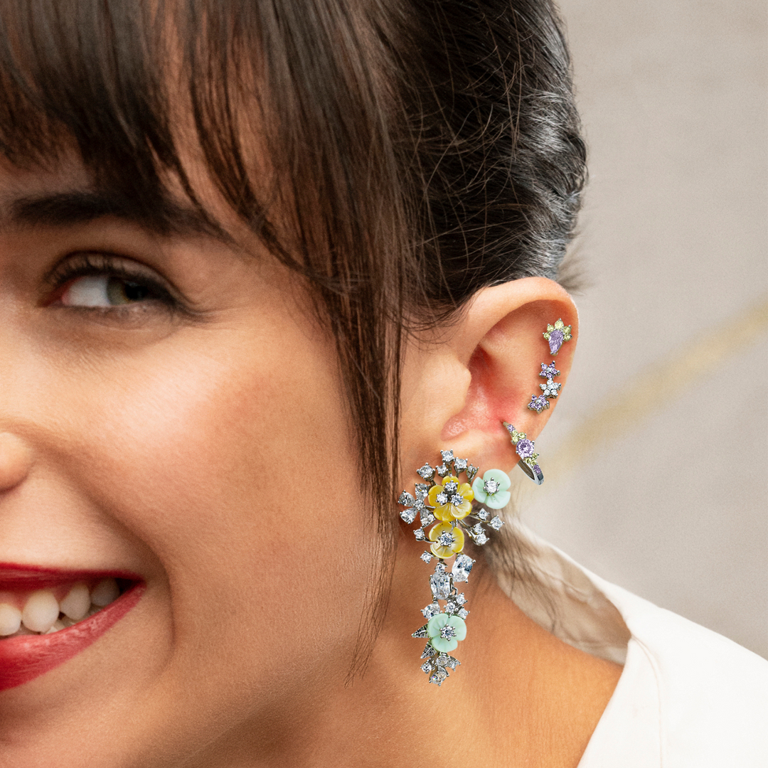 PENDIENTE PIERCING DE PLATA LILA LOIDA