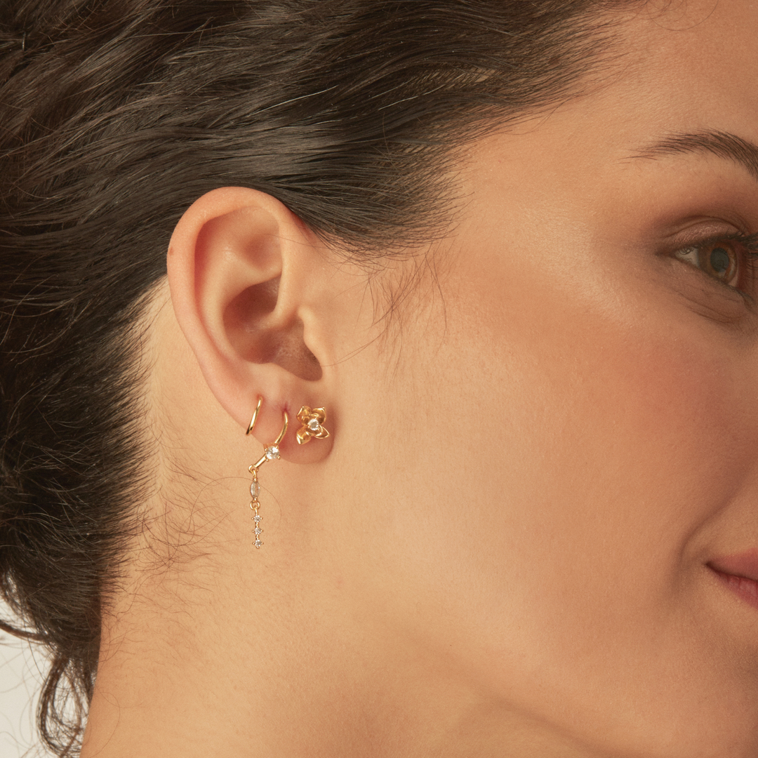 GOLDEN-ROSE PIERCING EARRING