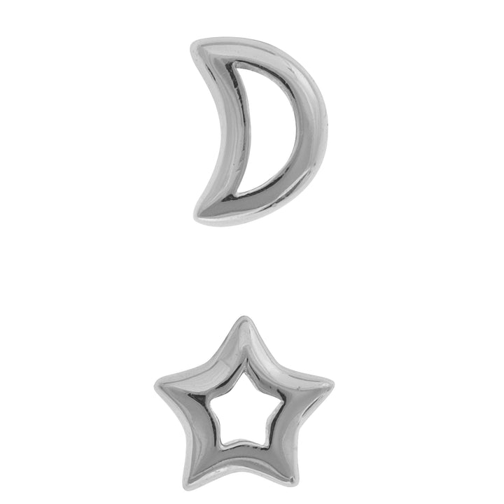 SILVER ASYMMETRICAL EARRINGS LUNE ET ÉTOILE