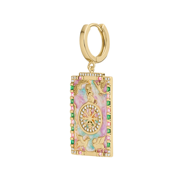 PENDIENTE PIERCING ARO CARTAS TAROT RUEDA DE LA FORTUNA