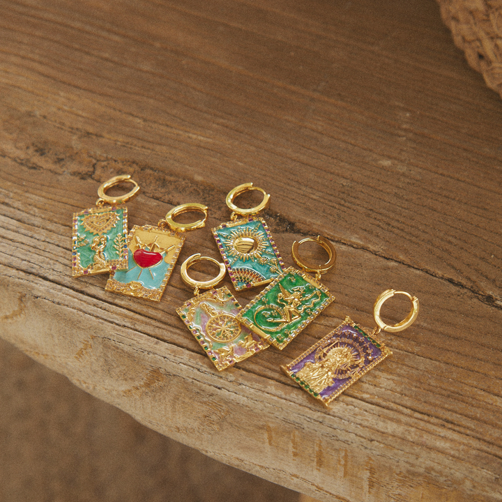 PIERCING OHRSCHMUCK CREOLEN TAROTKARTEN DIE LIEBENDEN