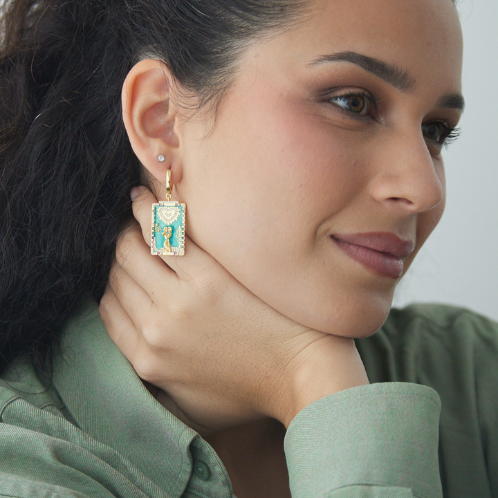 PIERCING OHRSCHMUCK CREOLEN TAROTKARTEN DIE LIEBENDEN
