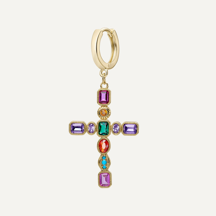 ORECCHINO PIERCING CERCHIO CRYSTAL CROSS