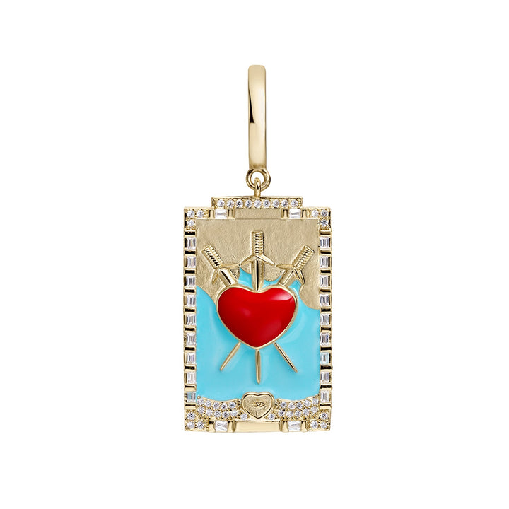 OORBELLEN PIERCING RING TAROT DRIE VAN ZWARDS