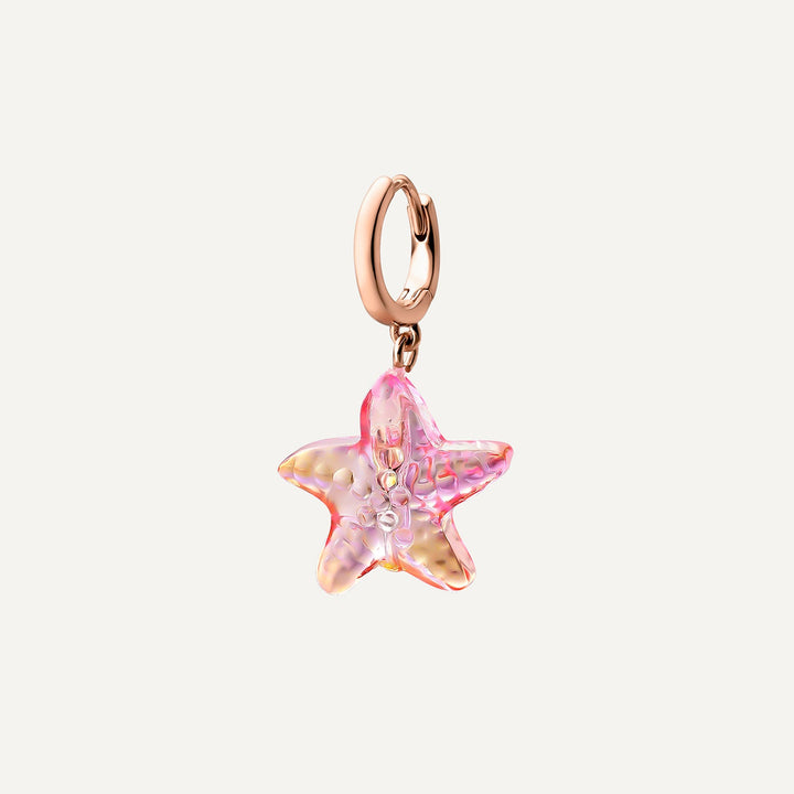 PIERCING OORBEL OORRING PINK STARFISH GLAZE