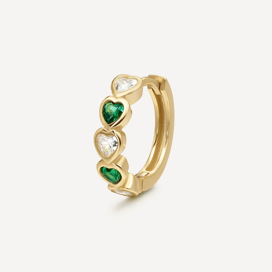 PENDIENTE PIERCING ARO GOLD HEART RIVIERA
