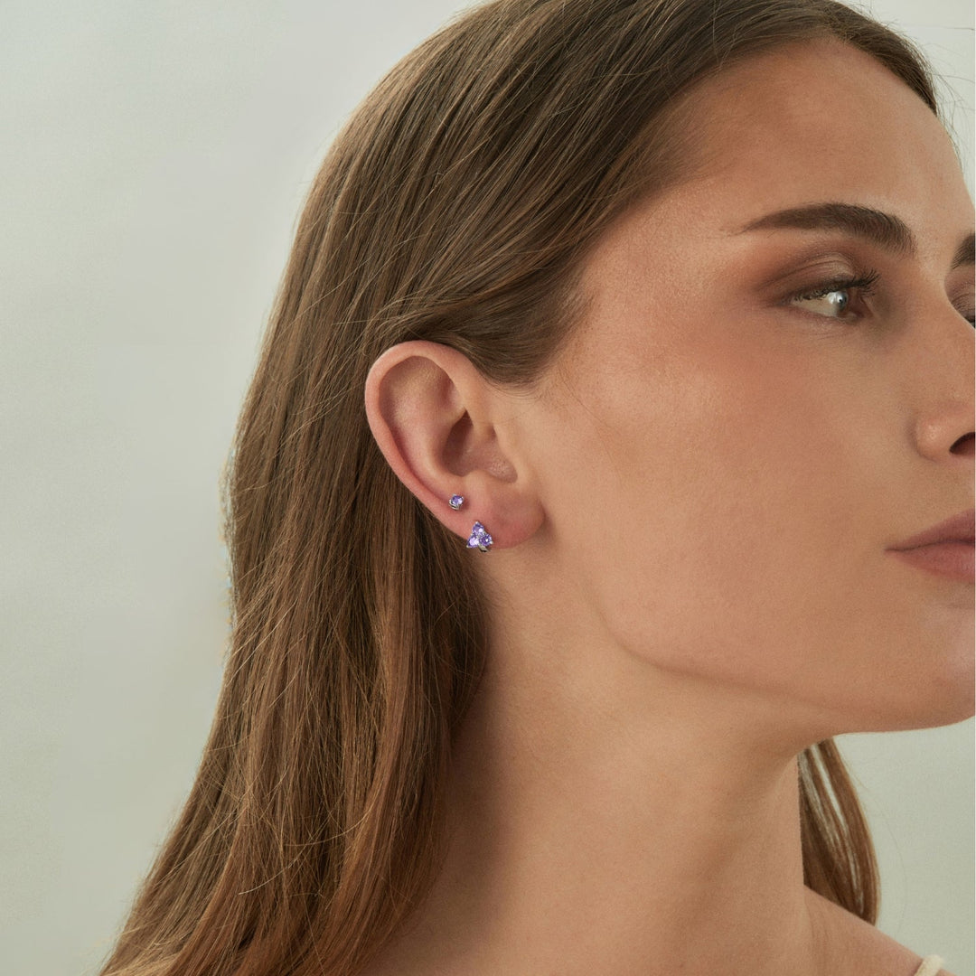 Orecchino piercing in argento ametista Luz