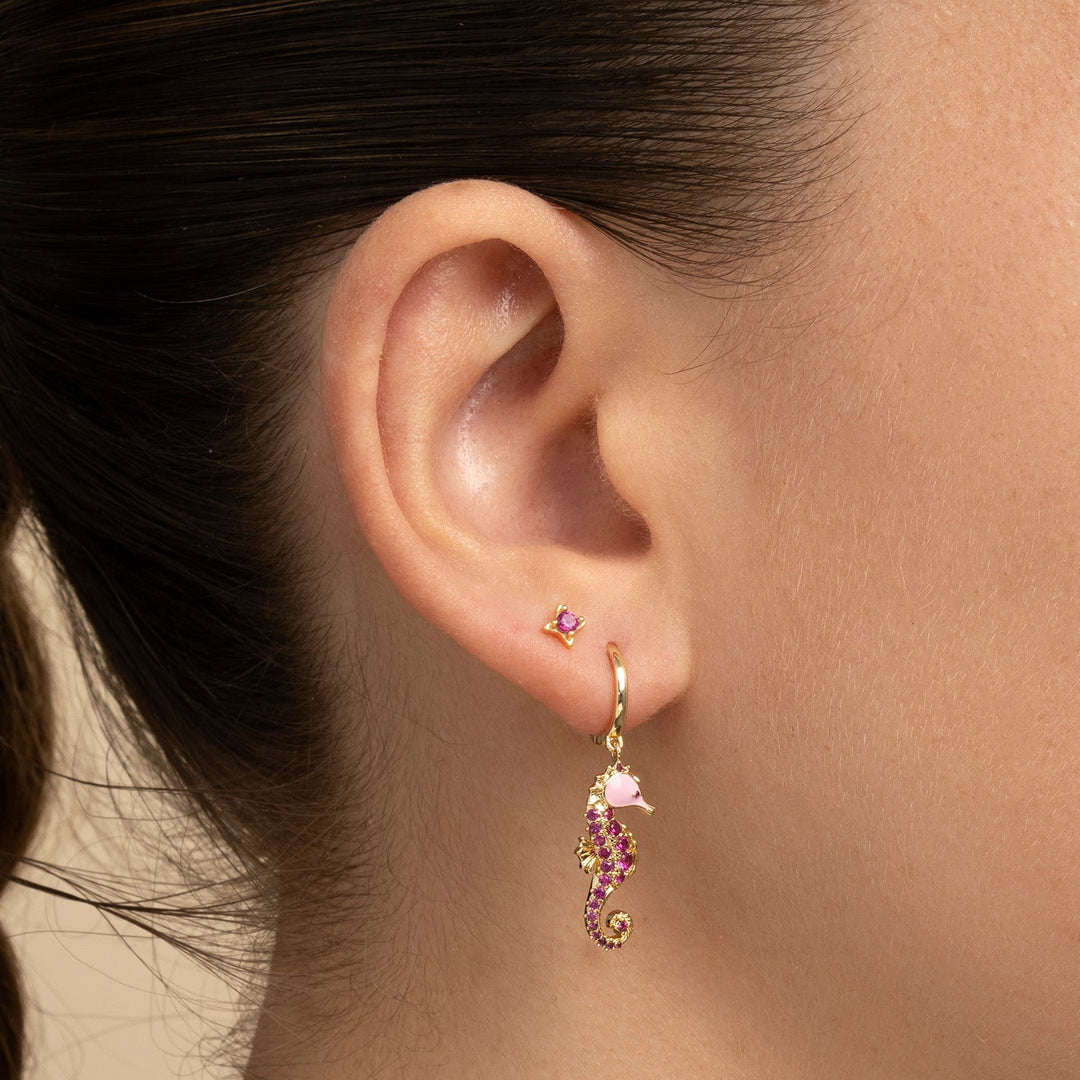 MOSAIK PINK SEEPFERDCHEN CREOLEN-PIERCING