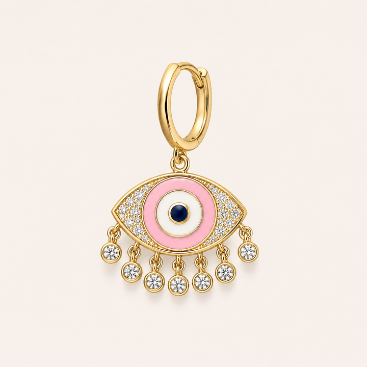 MOSAÏQUE PINK POWER EVIL EYE HOOP PIERCING EARRING