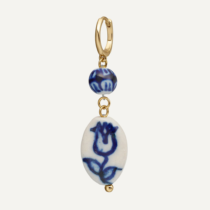 PORSELEIN BLOEM RING PIERCING OORBEL