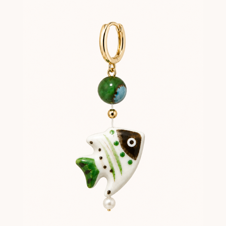 ORECCHINO PIERCING CERCHIO POCELAINE VERDE D&