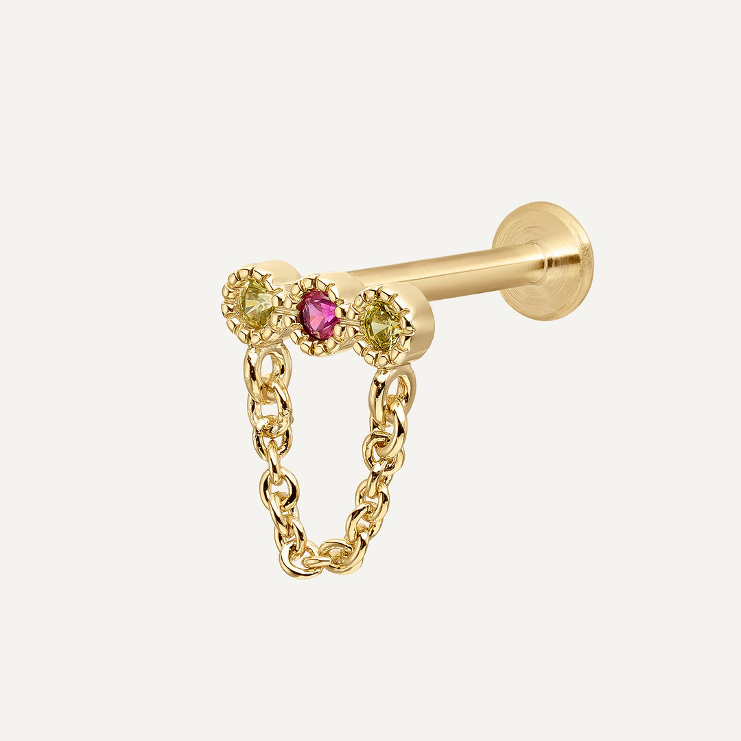 PIERCING CONFORT TWIN GEM CHAIN
