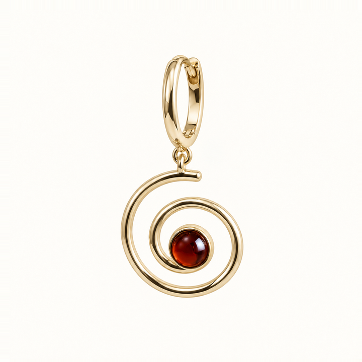 PENDIENTE PIERCING ARO GARNET SPIRAL PATH
