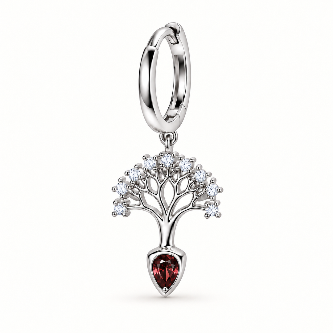 PENDIENTE PIERCING ARO GARNET CZ BAOBAB