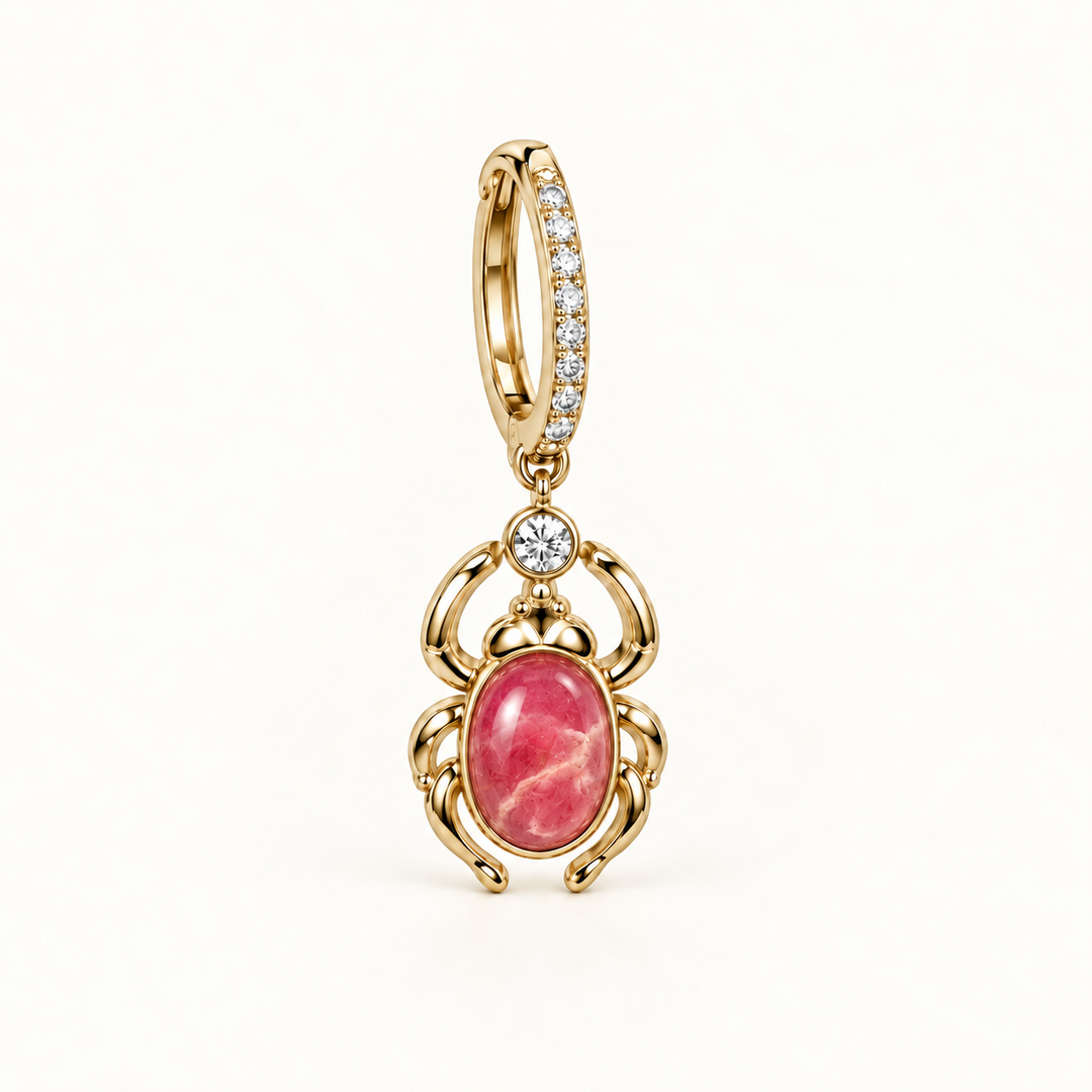 PENDIENTE PIERCING ARO RHODOCHROSITE SCARAB