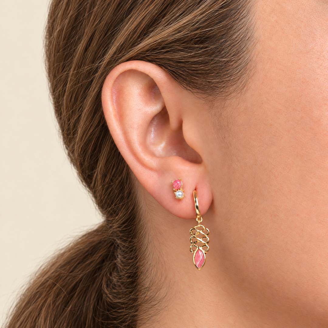 PENDIENTE PIERCING ARO RHODOCHROSITE LIEN
