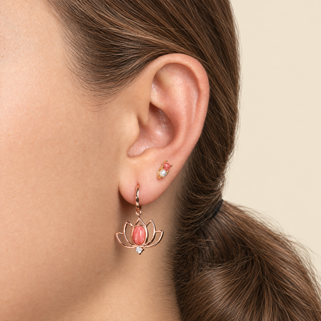 PENDIENTE PIERCING ARO RHODOCHROSITE LOTUS SAHARA