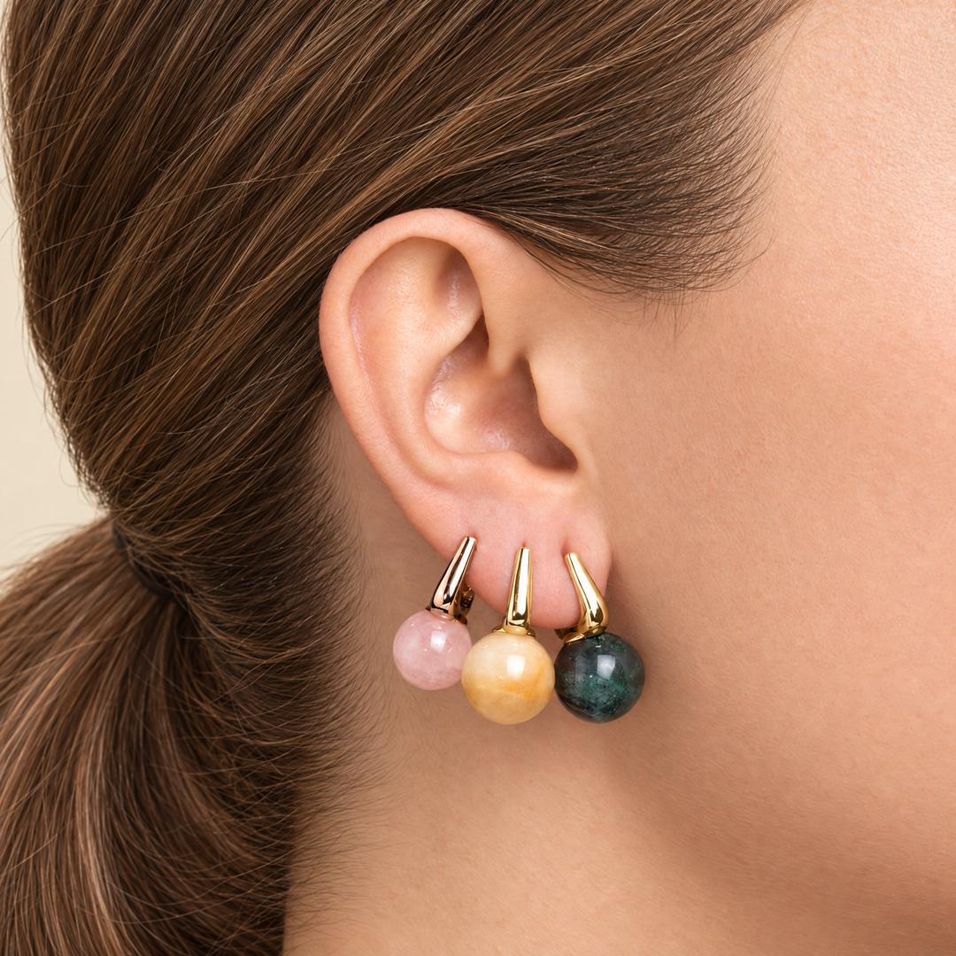PENDIENTE PIERCING ARO INDIAN AGATE SPHÈRE
