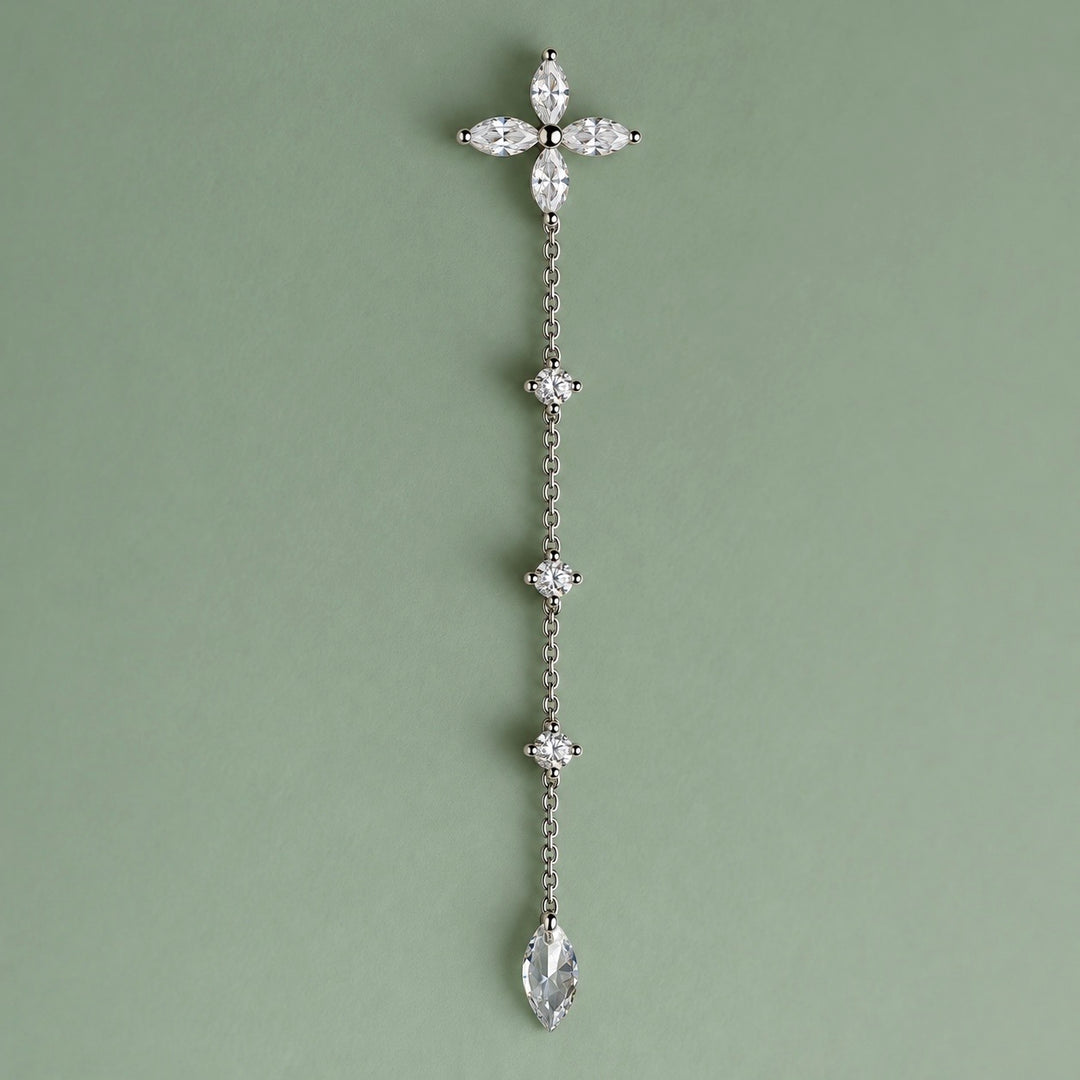 PENDIENTE PIERCING SILVER FLEUR DE NUIT