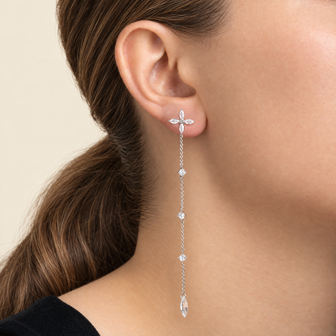 PENDIENTE PIERCING SILVER FLEUR DE NUIT