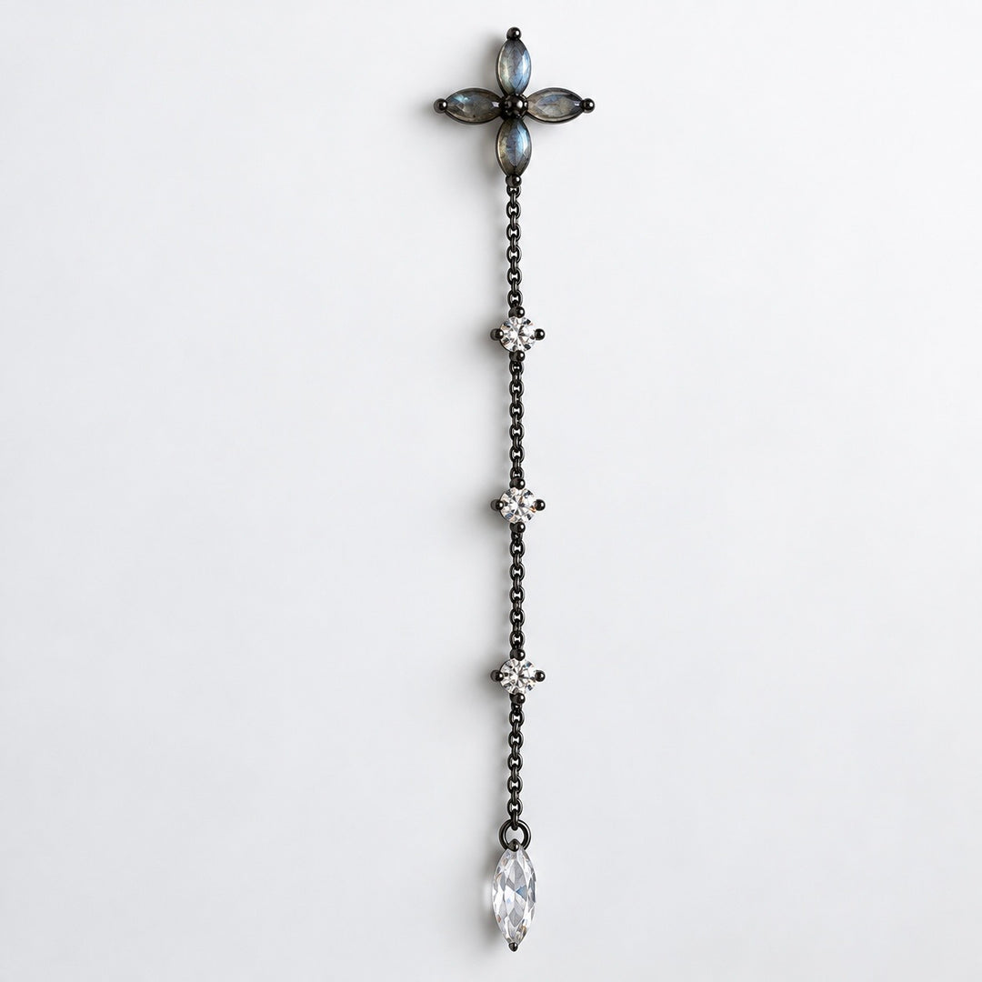 PENDIENTE PIERCING GREY MOONSTONE FLEUR DE NUIT