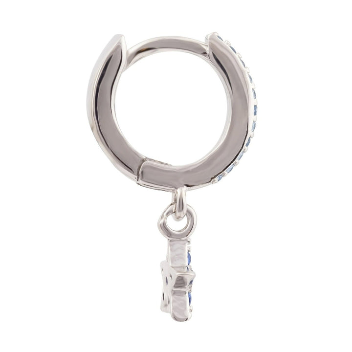 SILBER BLAU PIERCING OHRRING SCHUSSSTERN RING